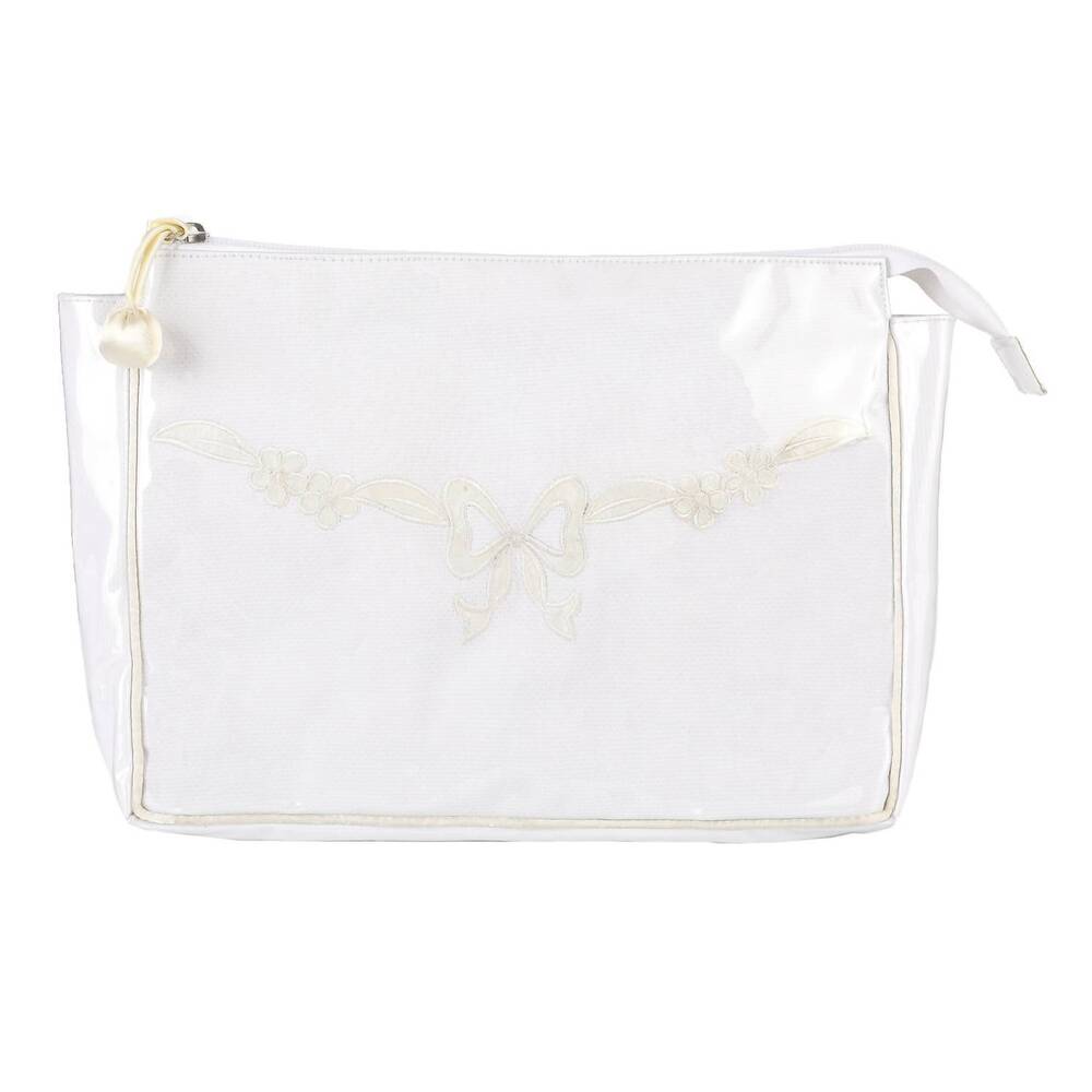 NEW LENORA women's double handle hanging bag in white with ivory bow